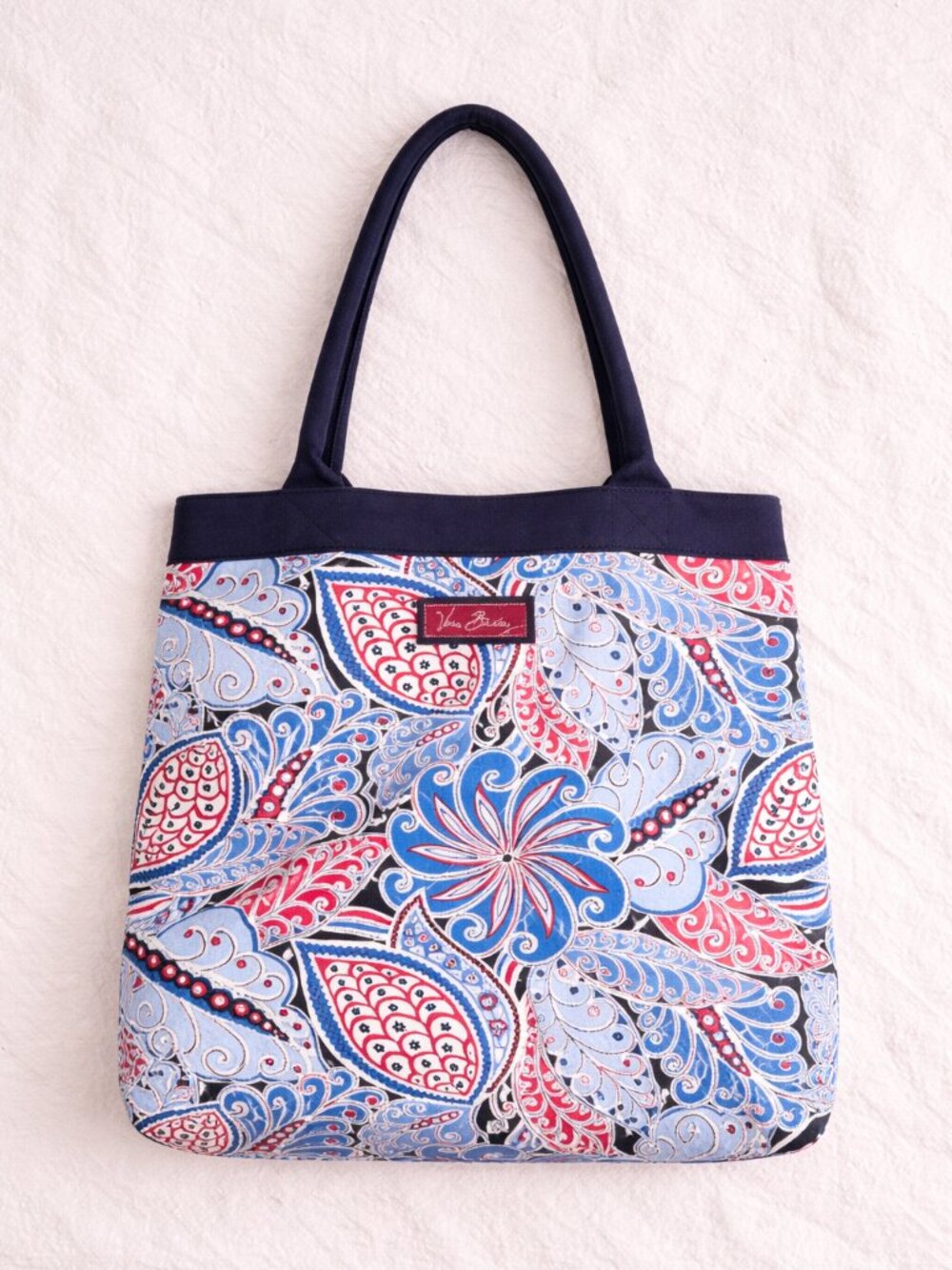 Vera Bradley Seaside Paisley Port Tote Red Blue Large Cotton Travel Bag